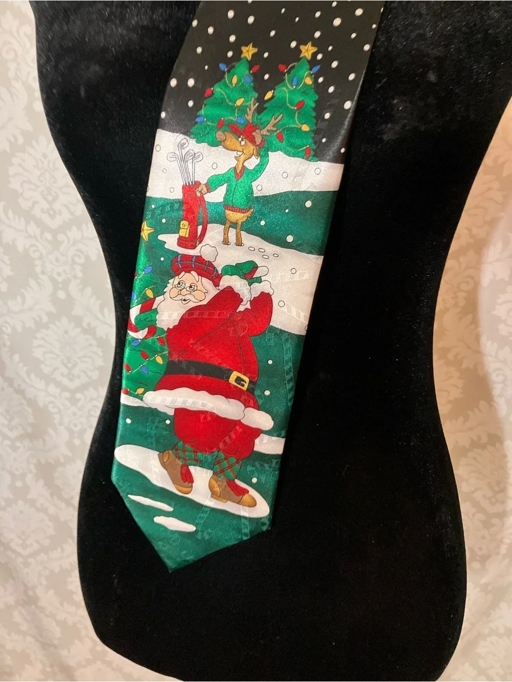 Yule Tie Greetings santa golfing